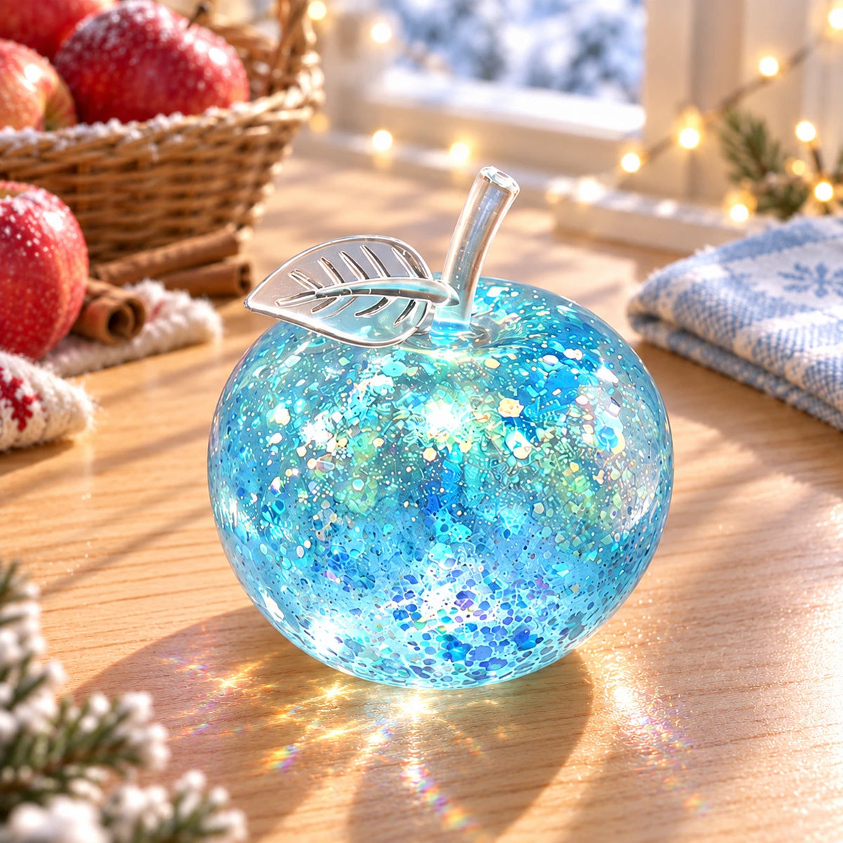 Squishy pomme pailletée bleue