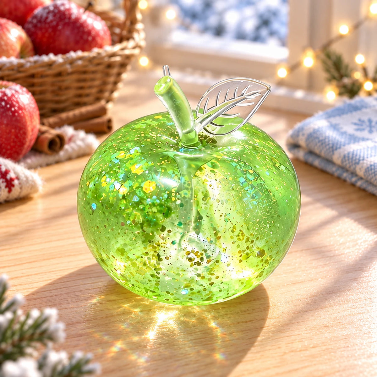 Squishy pomme pailletée verte